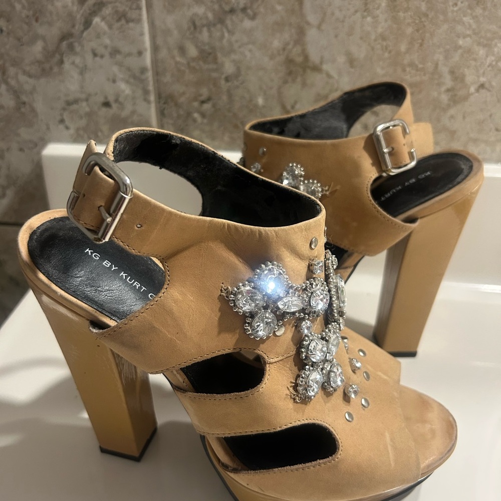 Kurt Geiger Beige Embellished Heels